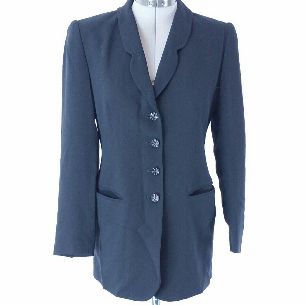 Dana Buchman Petites 90's Suit Jacket Black Button